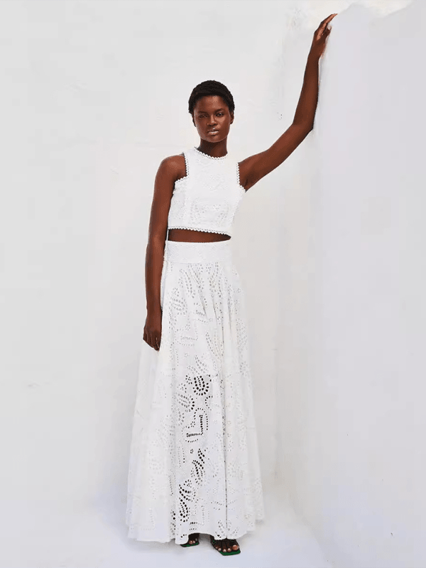 Eyelet Loose Two-piece Set - Curated by tt