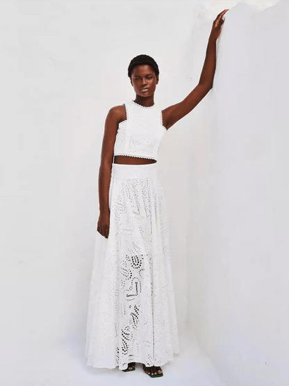Eyelet Loose Two-piece Set - Curated by tt