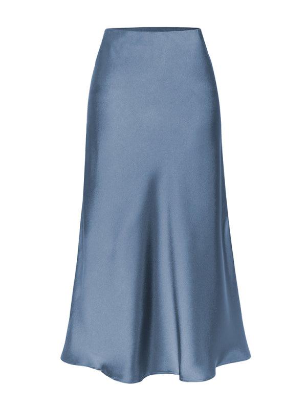 Satin High Waist Midi Skirt - Curated by tt