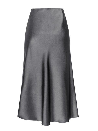 Satin High Waist Midi Skirt - Curated by tt
