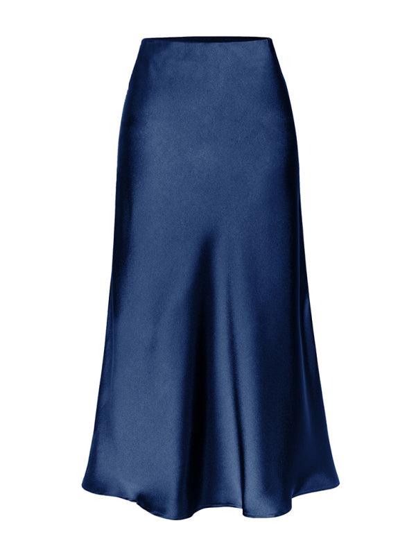 Satin High Waist Midi Skirt - Curated by tt