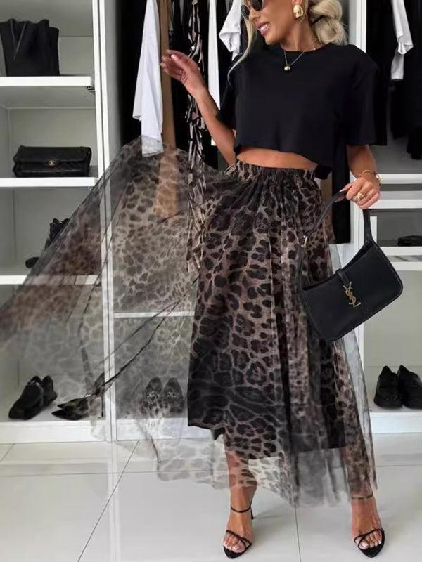 Leopard Print Chiffon Skirt - Curated by tt