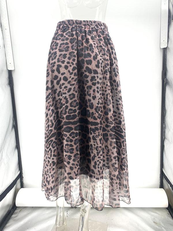 Leopard Print Chiffon Skirt - Curated by tt