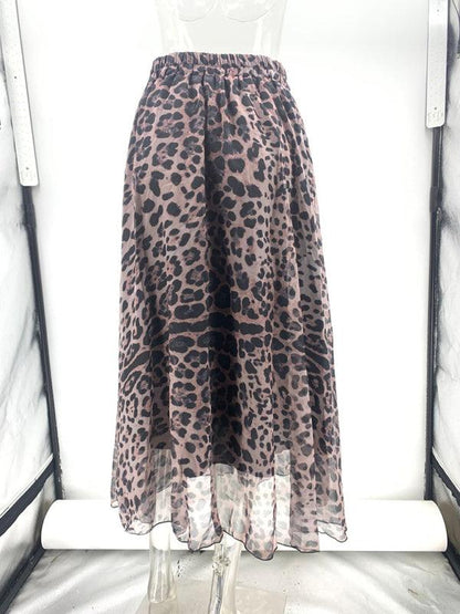 Leopard Print Chiffon Skirt - Curated by tt
