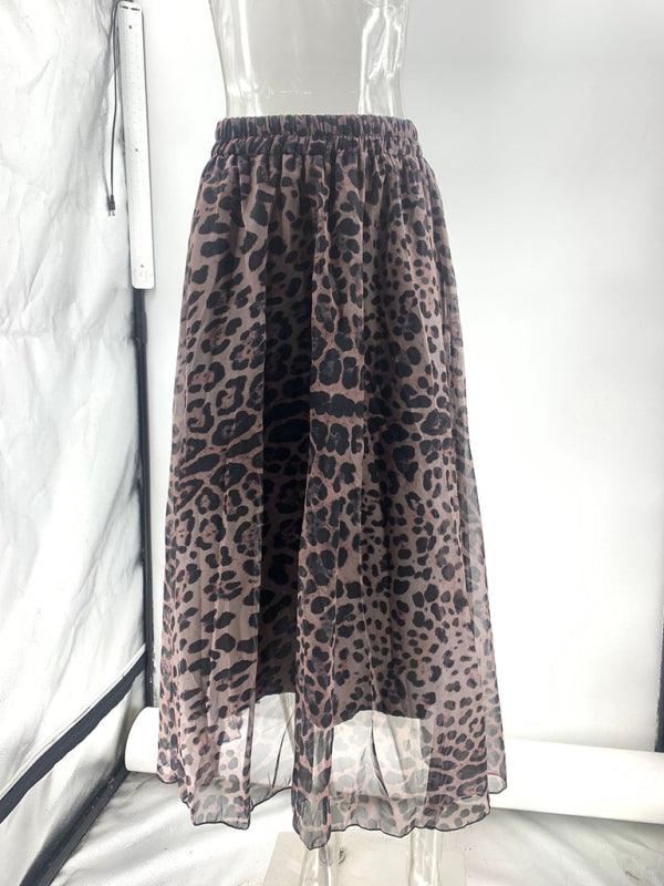 Leopard Print Chiffon Skirt - Curated by tt