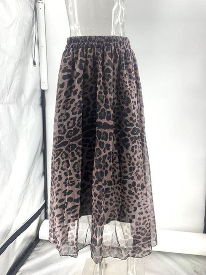 Leopard Print Chiffon Skirt - Curated by tt