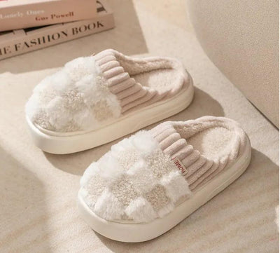 Cozy Plaid Plush Slippers - Curated by tt